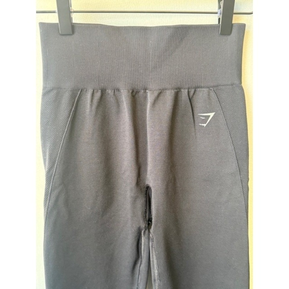 Gymshark Flex High Waist‎ Leggings XS Black Contour Ribbed Squat Proof 7/8